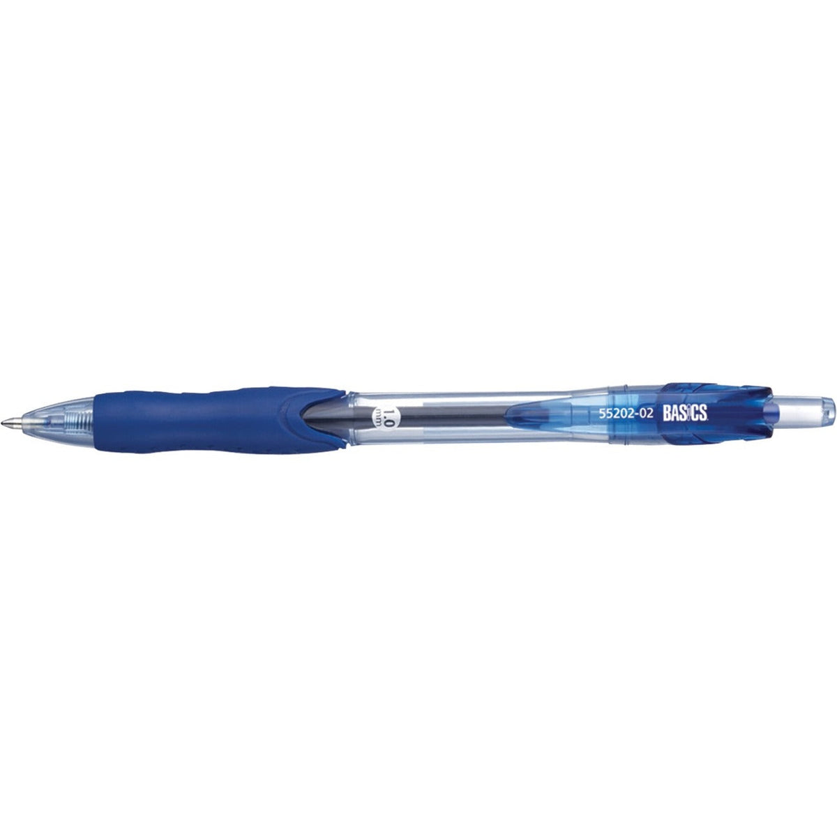 Basics Ergonomic Retractable Ballpoint Pens - Medium, Blue, 12/Box