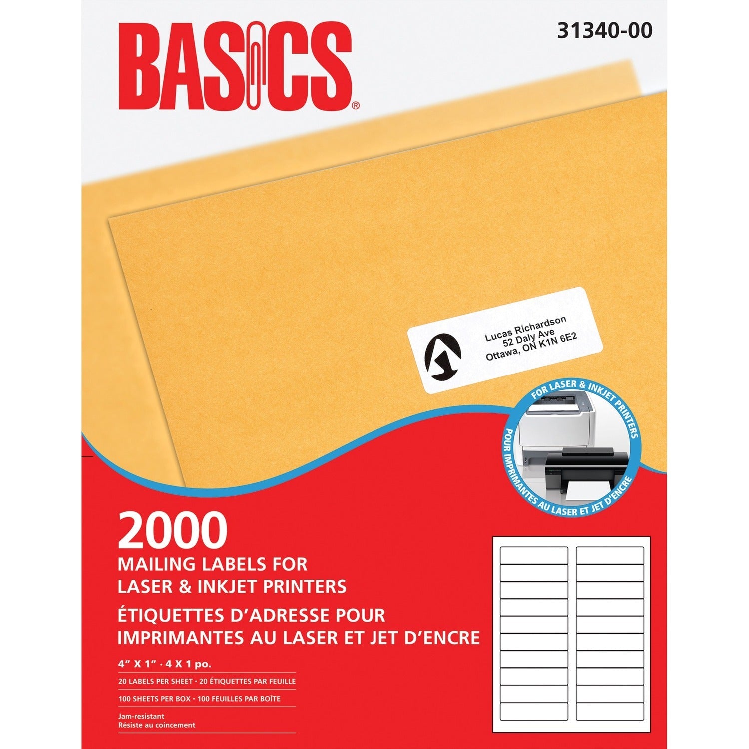 Basics White Mailing Labels – Laser & Inkjet Compatible | 6 Sizes Available