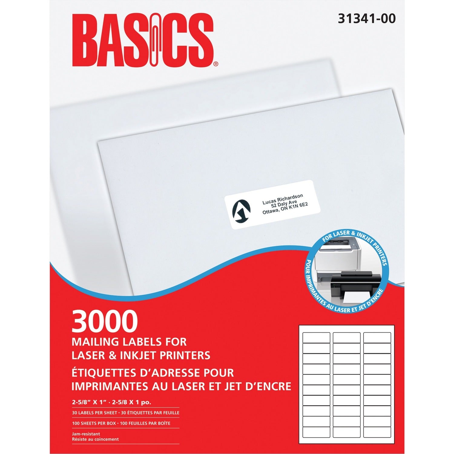 Basics White Mailing Labels – Laser & Inkjet Compatible | 6 Sizes Available
