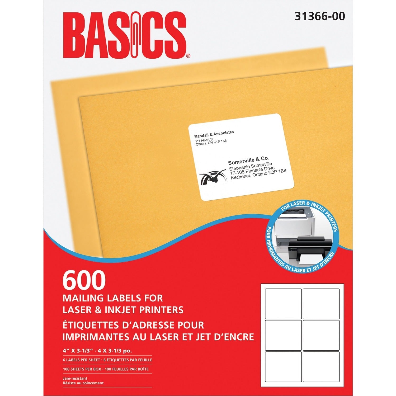 Basics White Mailing Labels – Laser & Inkjet Compatible | 6 Sizes Available