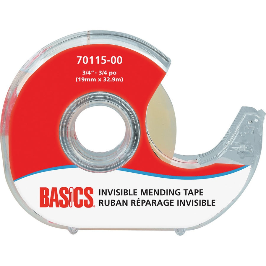 Basics Invisible Mending Tape with Dispenser, 3/4 in (19 mm x 32.9 m)