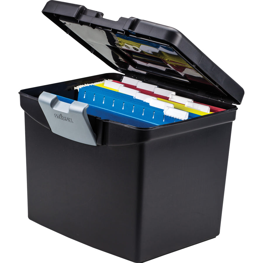Storex Portable File Box with Top Organizer