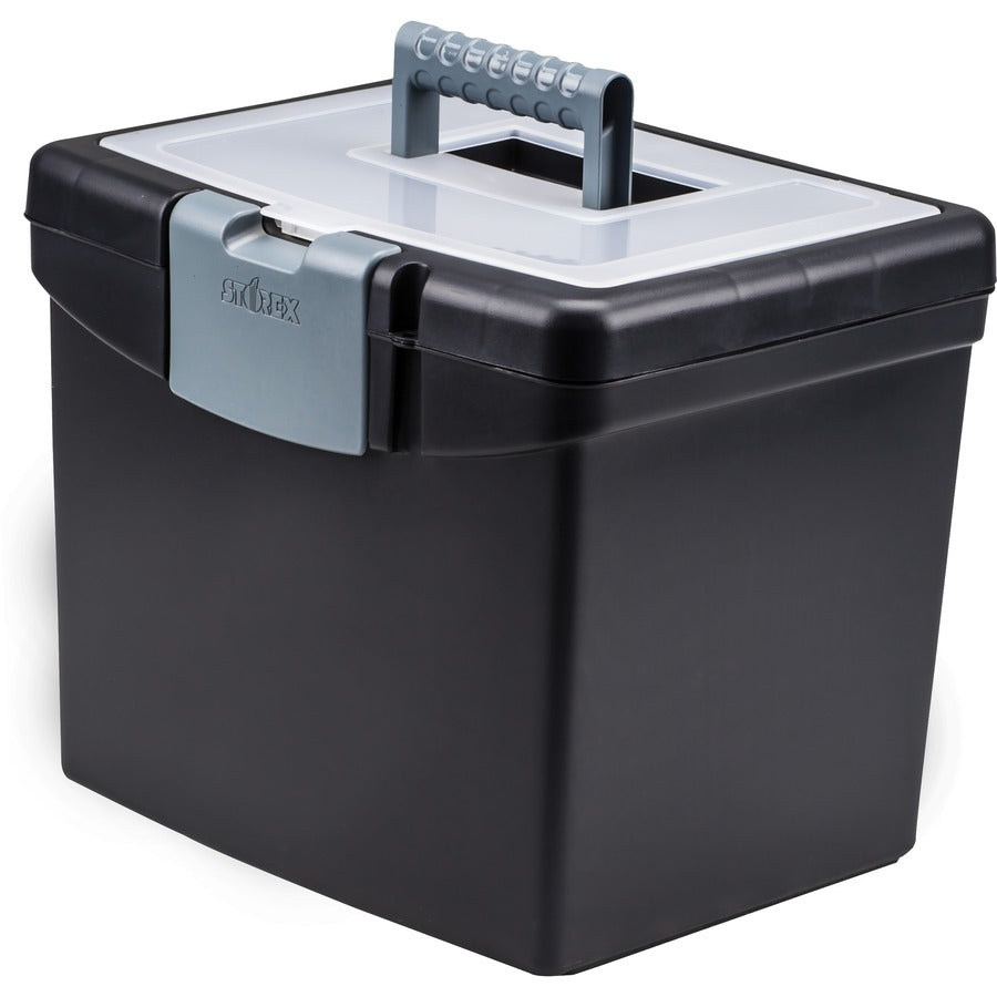 Storex Portable File Box with Top Organizer