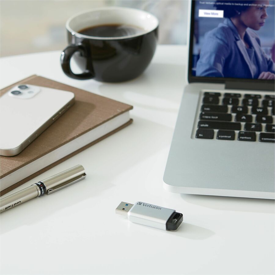 Verbatim 64GB Store'n' Go Secure Pro USB 3.0 Flash Drive with AES 256 Hardware Encryption - Silver