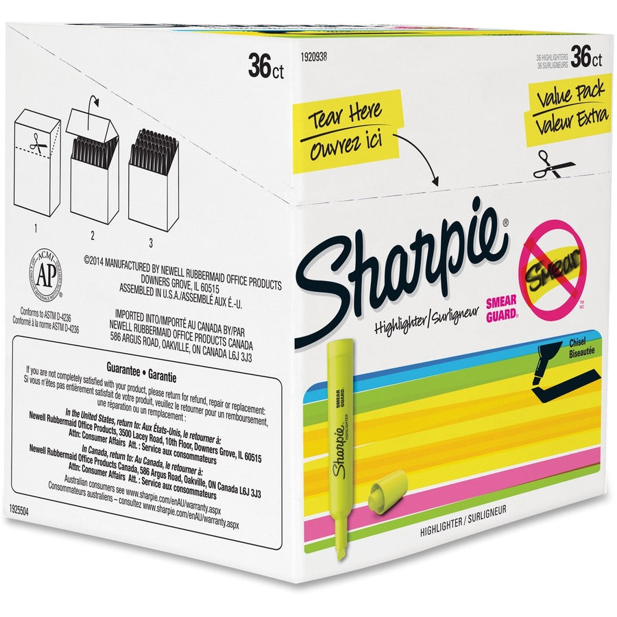Sharpie SmearGuard Tank Style Highlighters - 1 Dozen