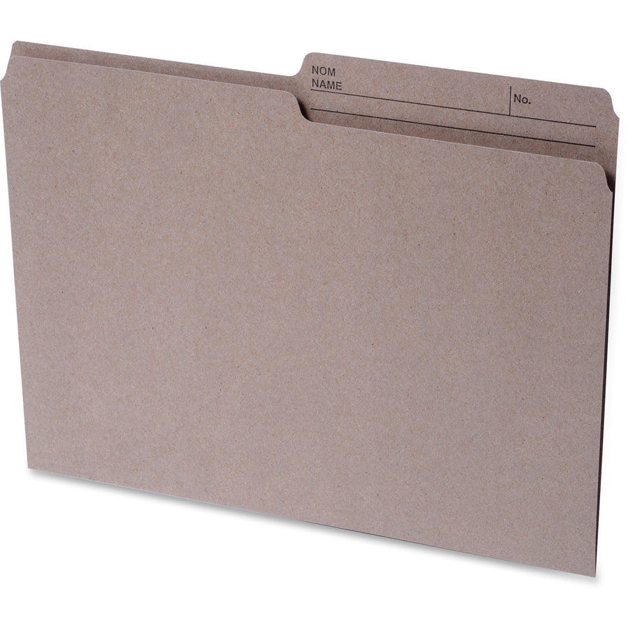 Continental Recycled File Folders - Letter, 1/2-Cut Reversible Tab, Box of 100 - Kraft