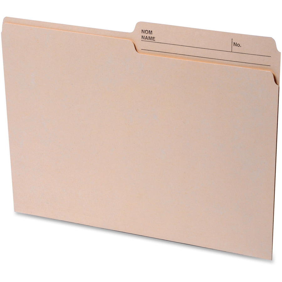 Continental Recycled File Folders - Letter, 1/2-Cut Reversible Tab, Box of 100 - Manila