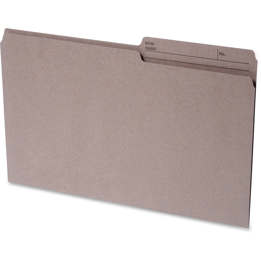 Continental Recycled File Folders - Legal, 1/2-Cut Reversible Tab, Box of 100 - Kraft