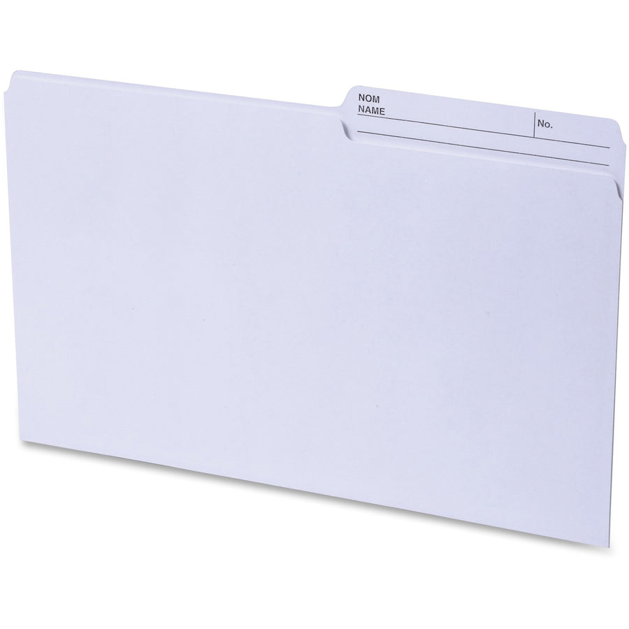 Continental Recycled File Folders - Legal, 1/2-Cut Reversible Tab, Box of 100 - Ivory