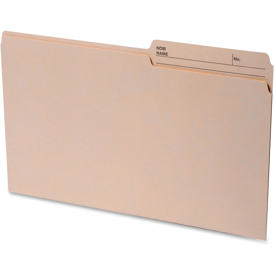 Continental Recycled File Folders - Legal, 1/2-Cut Reversible Tab, Box of 100 - Manila