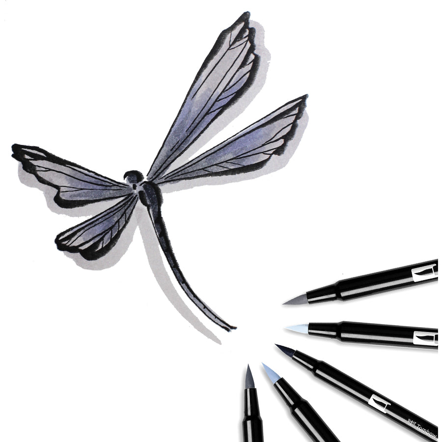 Tombow Dual Brush Art Pen 10-piece Set - Grayscale Colours