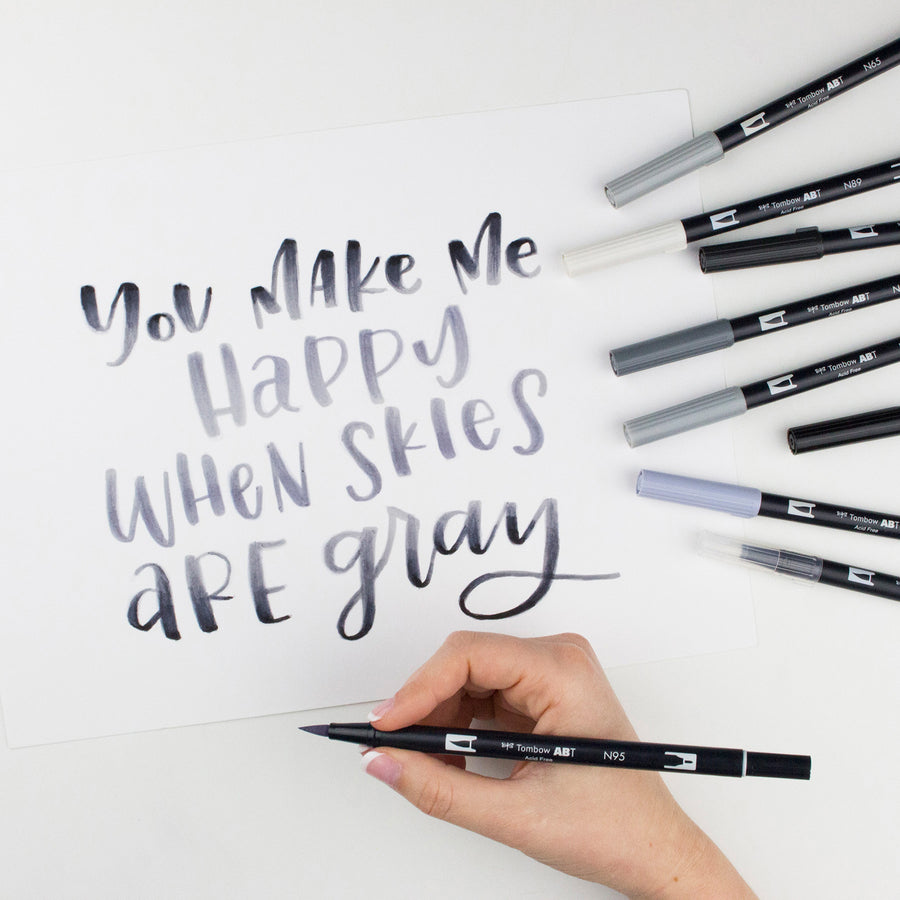 Tombow Dual Brush Art Pen 10-piece Set - Grayscale Colours