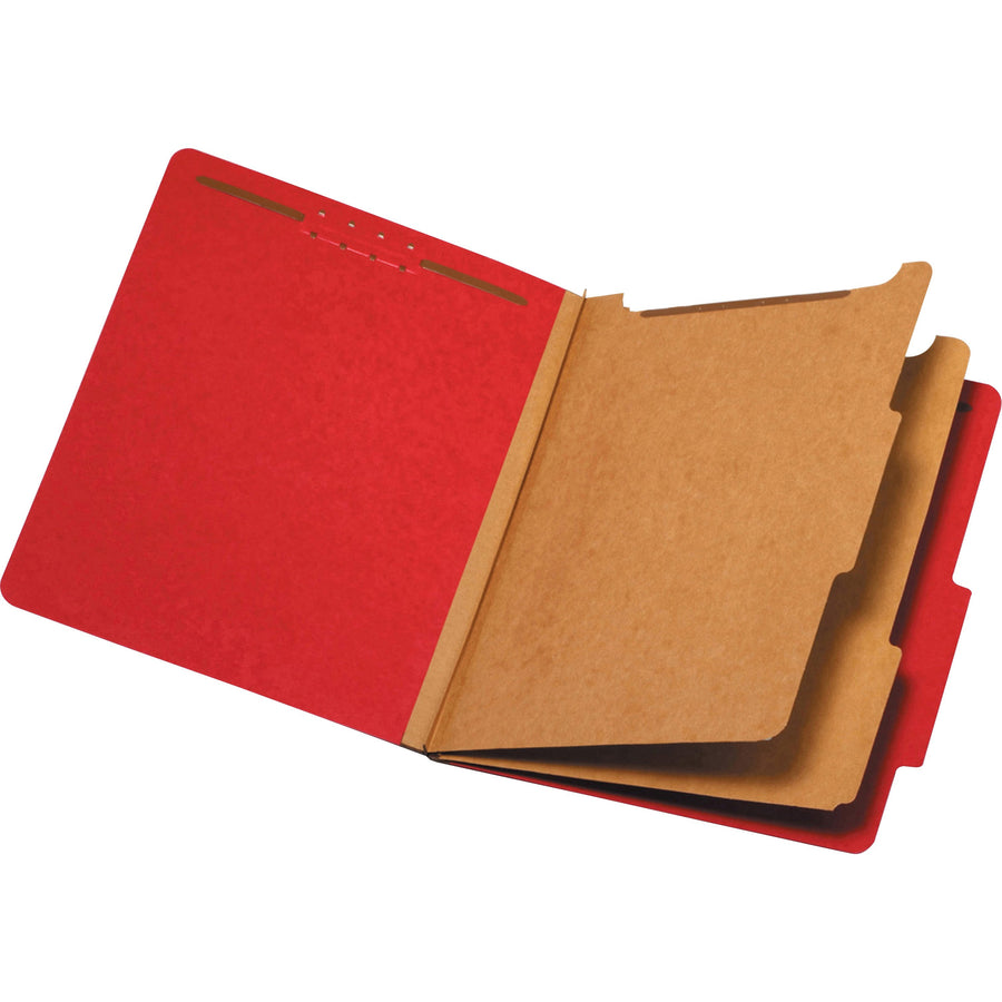 Pendaflex 2-Divider Pressboard Classification Folders - Letter, Box of 10 - Bright Red
