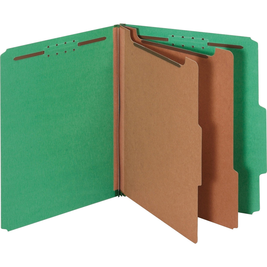 Pendaflex 2-Divider Pressboard Classification Folders - Letter, Box of 10 - Dark Green