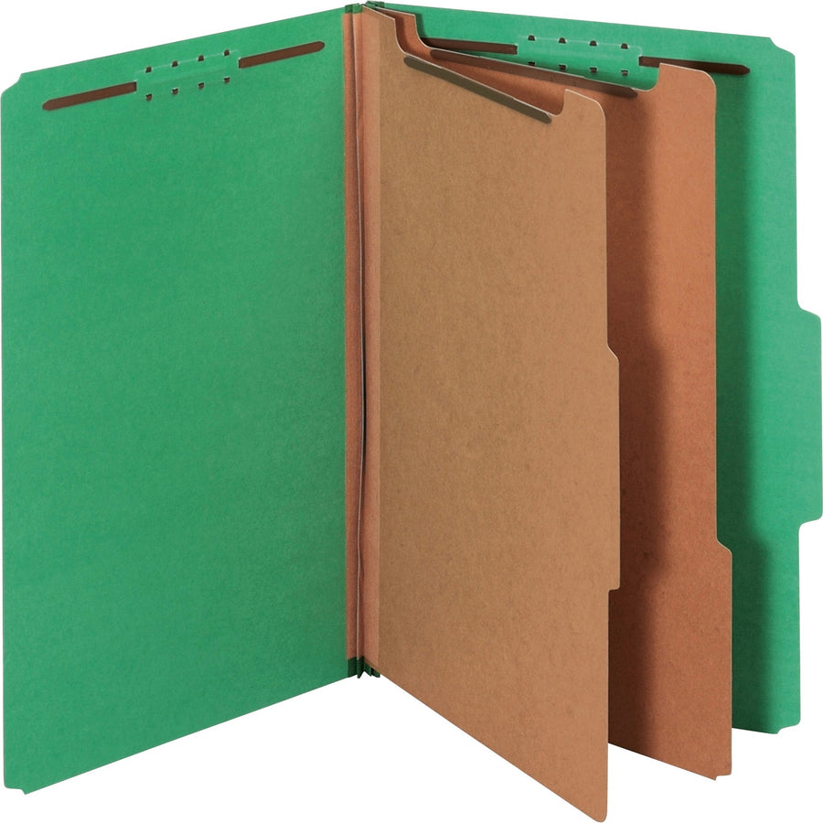 Pendaflex 2-Divider Pressboard Classification Folders - Legal, Box of 10 - Dark Green