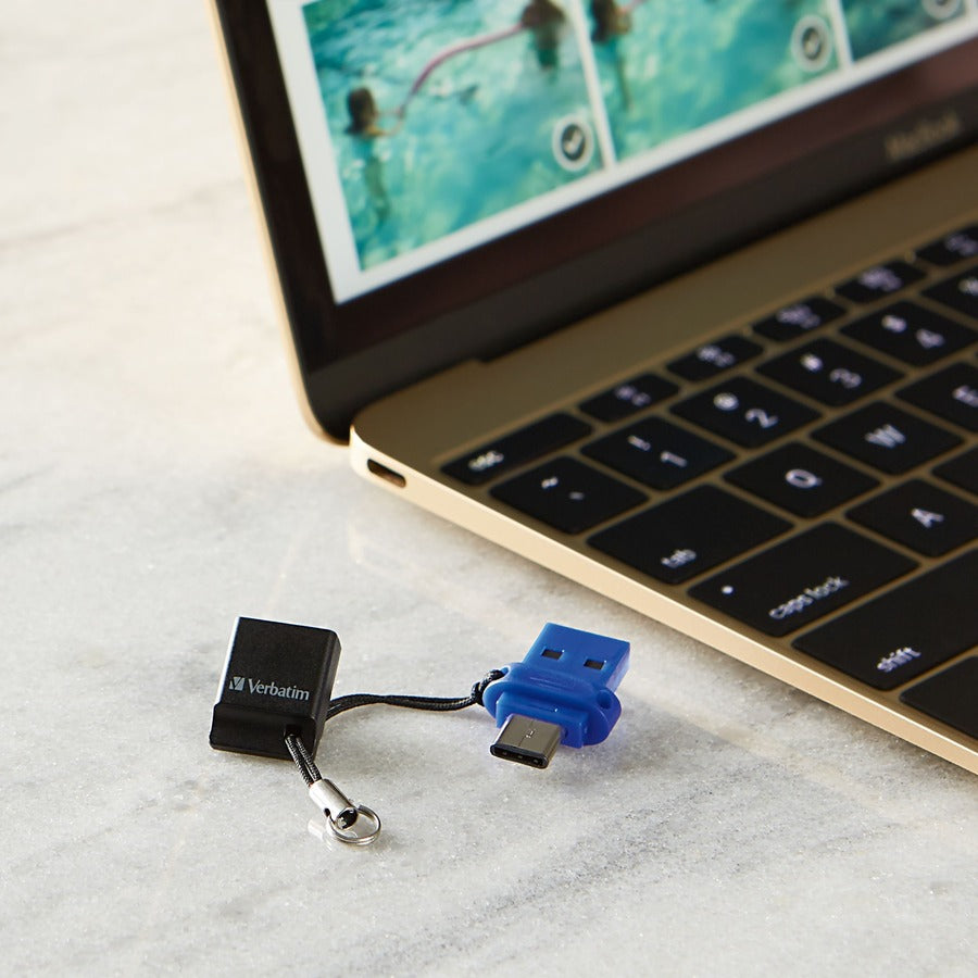 Microban 64GB Store 'n' Go Dual USB 3.2 Gen 1 Flash Drive for USB-C Devices - Blue