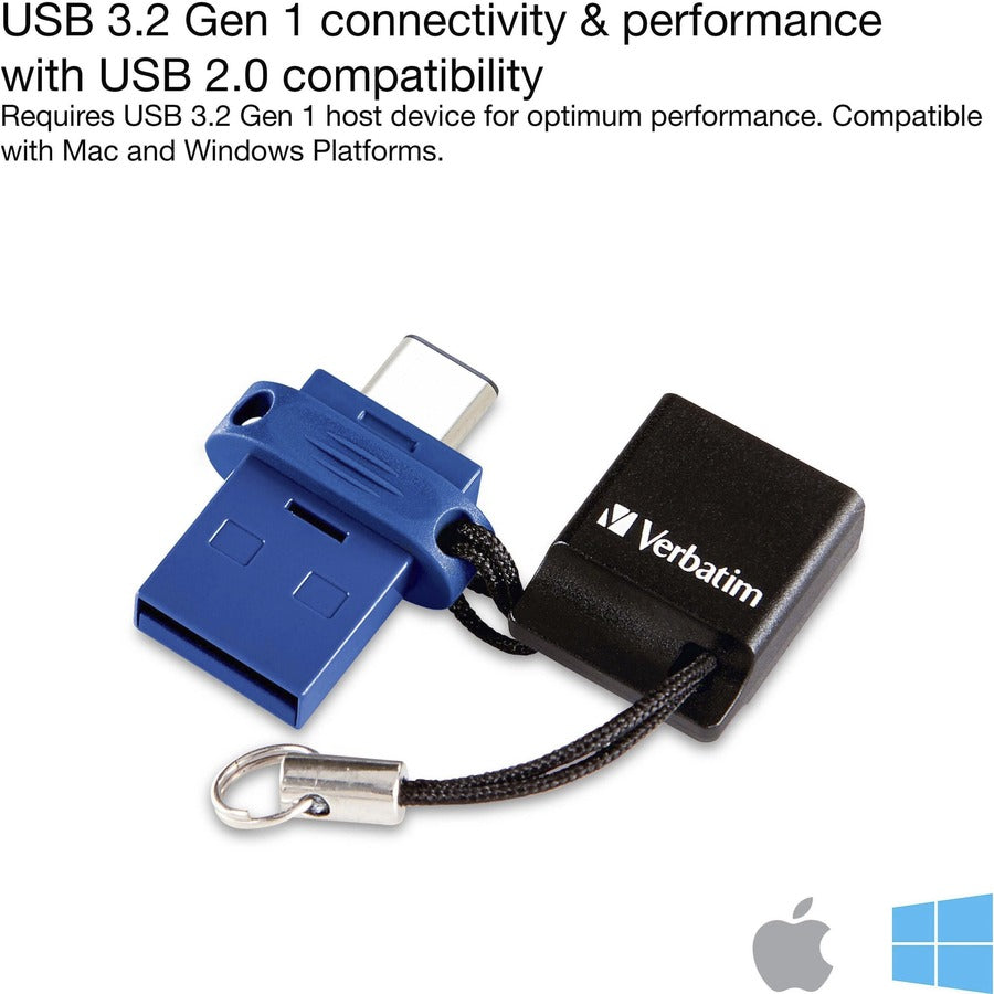 Verbatim 32GB Store 'n' Go Dual USB 3.2 Gen 1 Flash Drive for USB-C™ Devices - Blue
