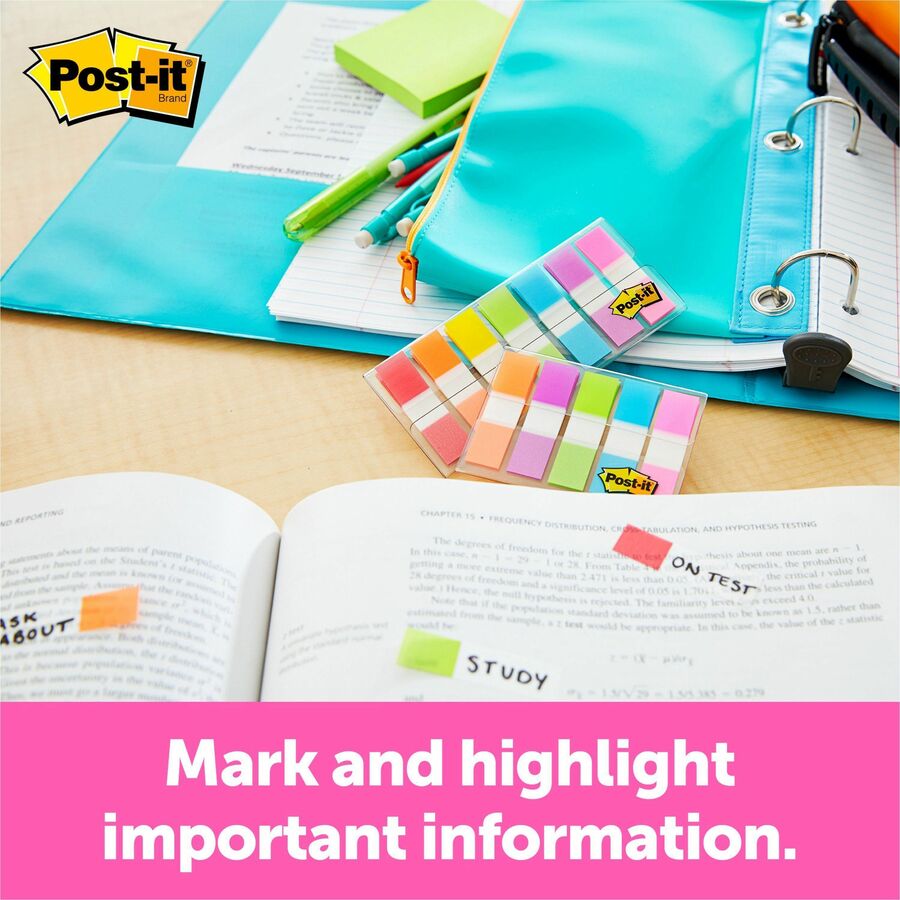 Post-it® Flags in On-the-Go Dispenser - Bright Colors
