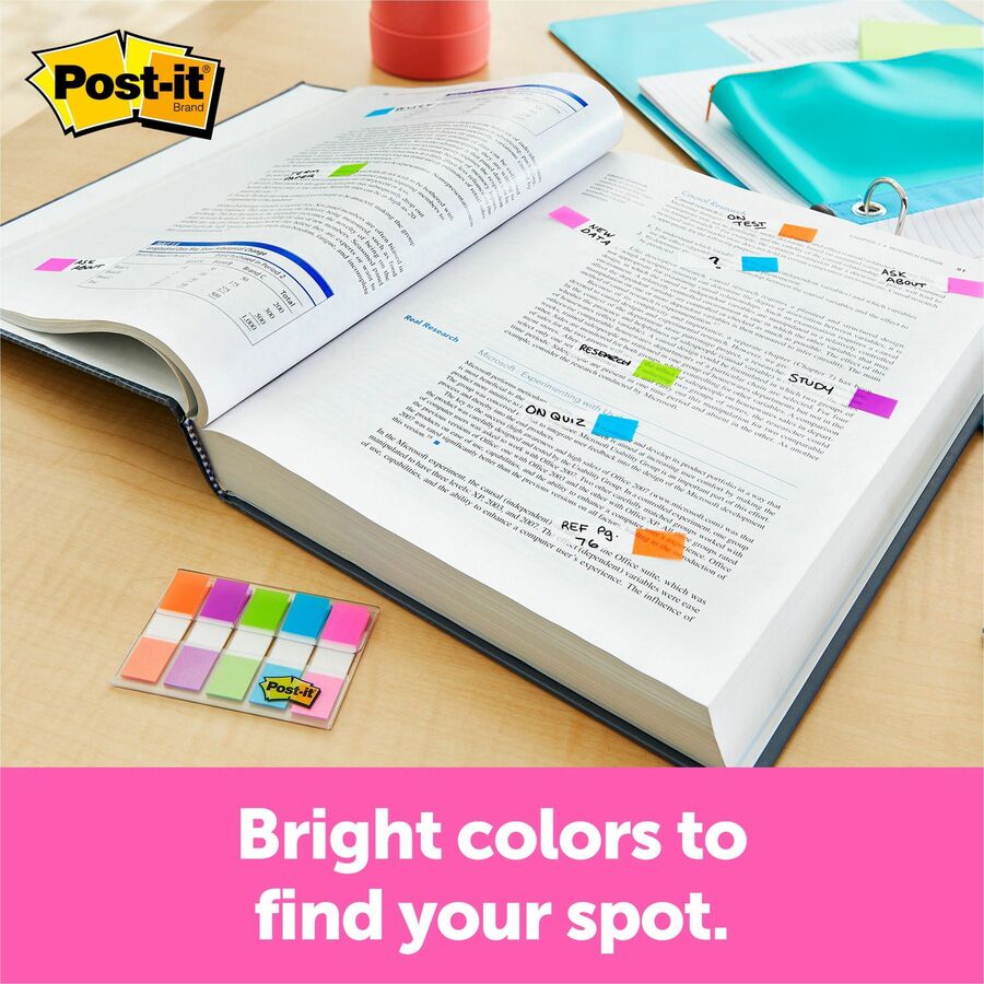 Post-it® Flags in On-the-Go Dispenser - Bright Colors