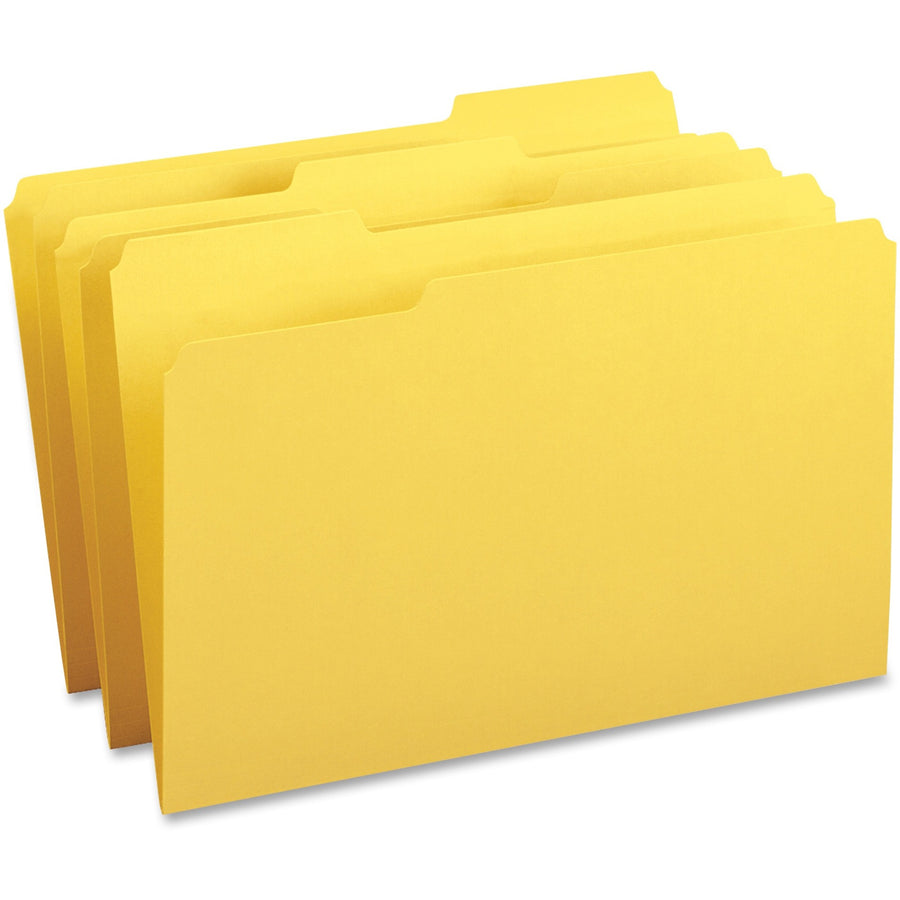 Business Source Coloured File Folders - Legal, 1/3-Cut, Box of 100 - Yellow