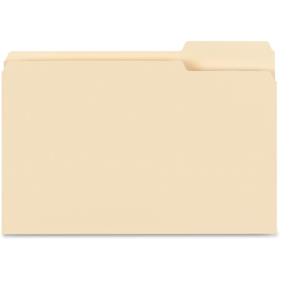 Business Source Recycled Top-Tab File Folders - Legal, 1/3-Cut Position 3, Manila, Box of 100