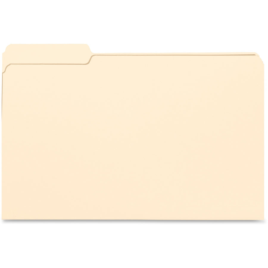 Business Source Recycled Top-Tab File Folders - Legal, 1/3-Cut Position 1, Manila, Box of 100