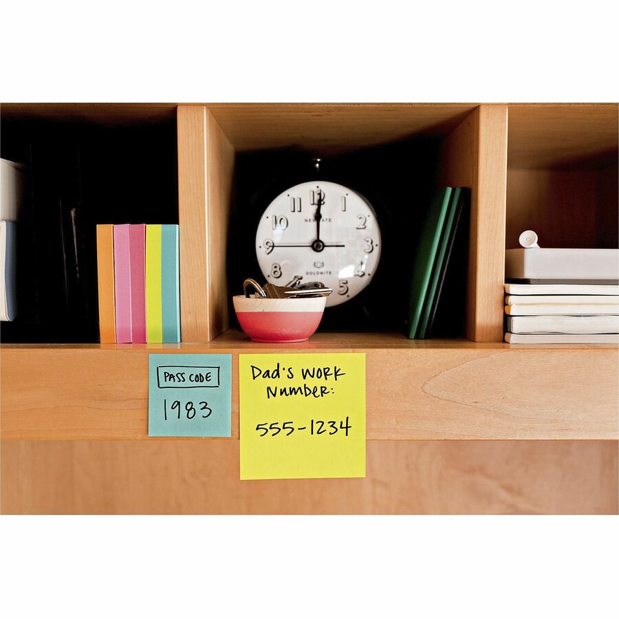 Post-it® Super Sticky Notes, Supernova Neons, 8 Pads, 2”×2” (6228SSMIA)