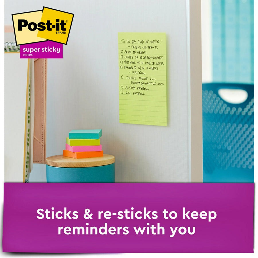 Post-it&reg; Super Sticky Notes - Supernova Neons Color Collection - 3-Pack