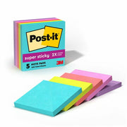 Blocs-notes Post-it® Super Post-it® | 76 × 76 mm | Couleurs fluo Supernova | 90 feuilles/bloc | 5 blocs/paquet