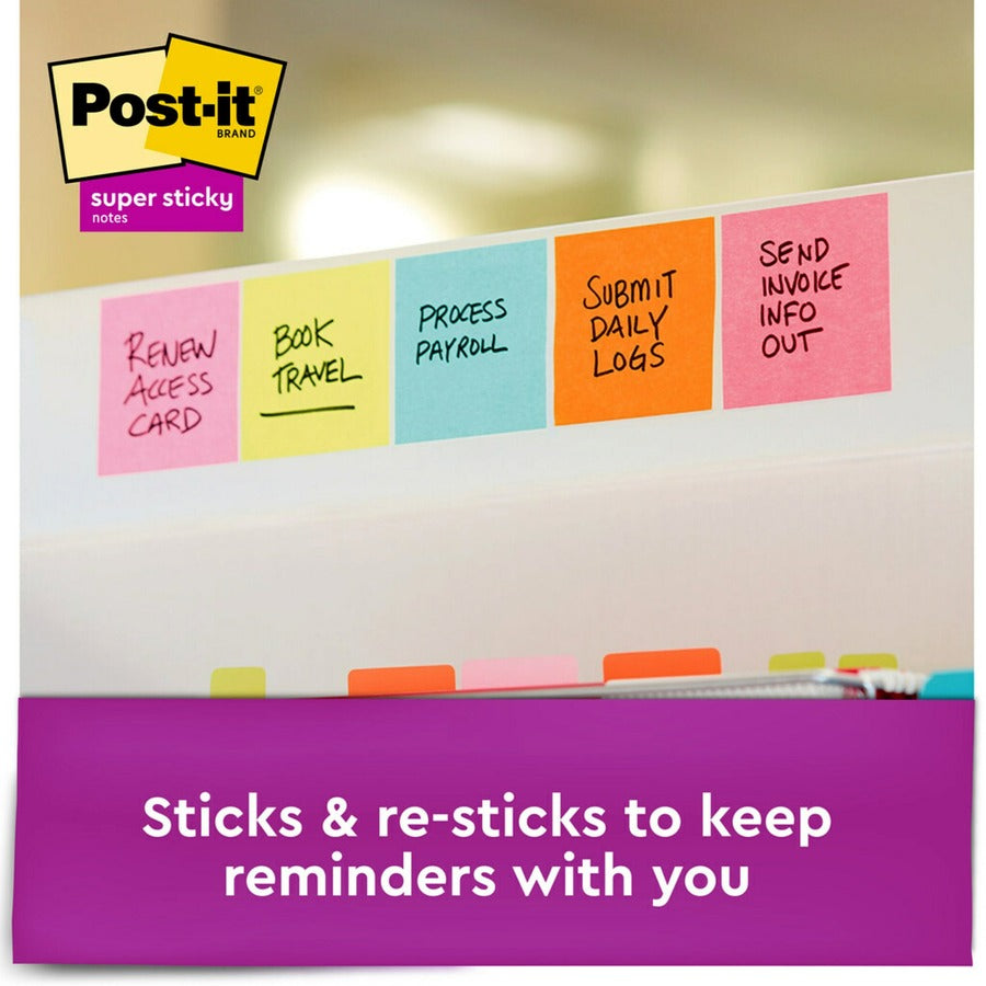 Post-it&reg; Super Sticky Notes - Supernova Neons Color Collection - 3-Pack