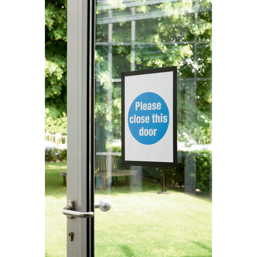 DURABLE Self-Adhesive Frame, Magnetic Closure — Letter, Black, 2-Pack