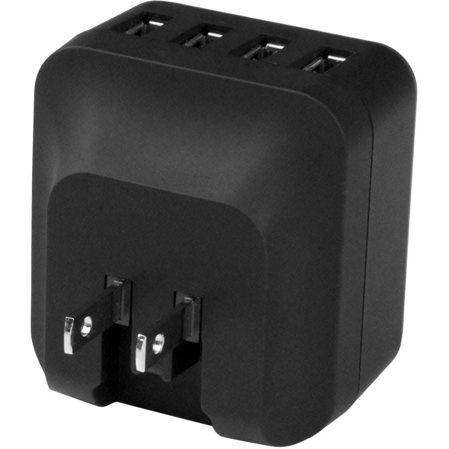 Star Tech.com Travel USB Wall Charger - 4 Port - Black - Universal Travel Adapter - International Power Adapter - USB Charger