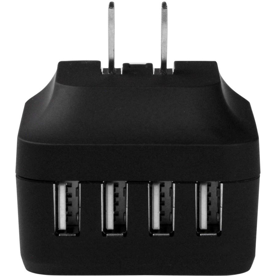 Star Tech.com Travel USB Wall Charger - 4 Port - Black - Universal Travel Adapter - International Power Adapter - USB Charger