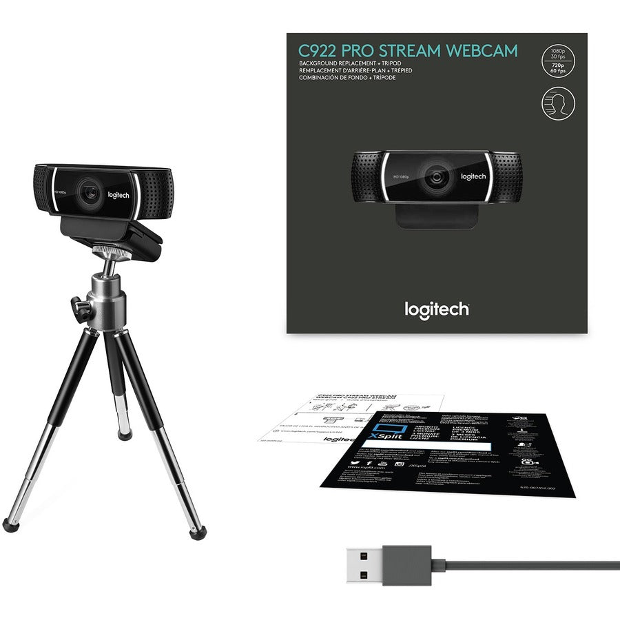 Webcam Logitech C922 - 2 mégapixels - 60 ips - USB 2.0 - 1 unité