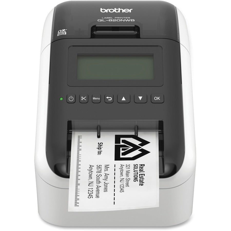 Brother QL820NWB Direct Thermal Printer - Monochrome - Handheld - Label Print - USB - Bluetooth - Wireless LAN