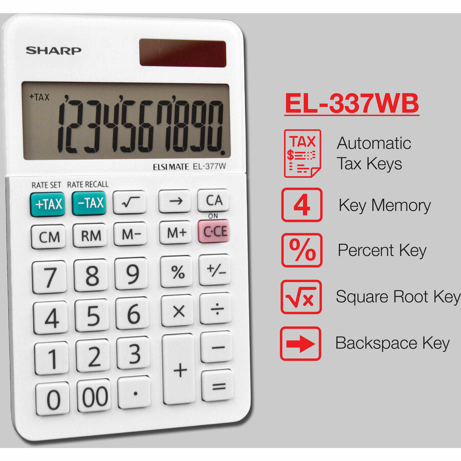 Sharp Calculators EL-377WB 10-Digit Professional Handheld Calculator