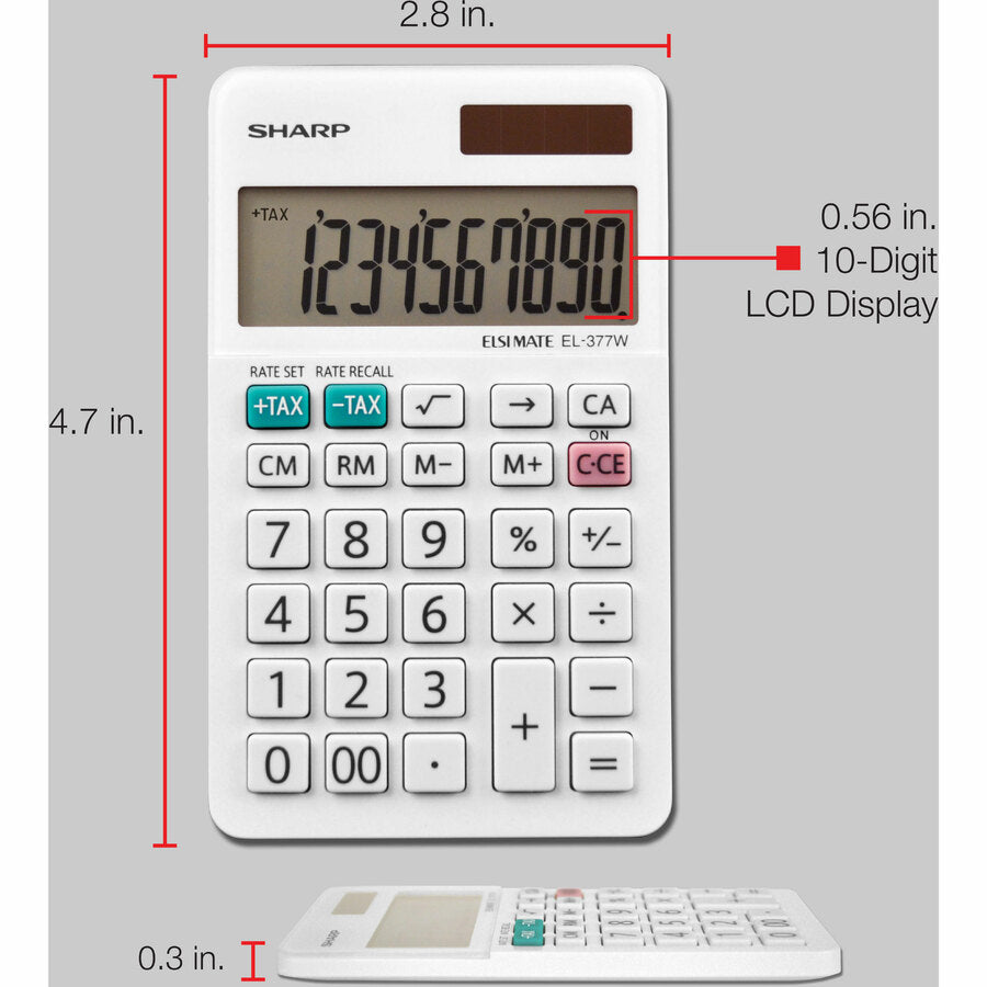 Sharp Calculators EL-377WB 10-Digit Professional Handheld Calculator