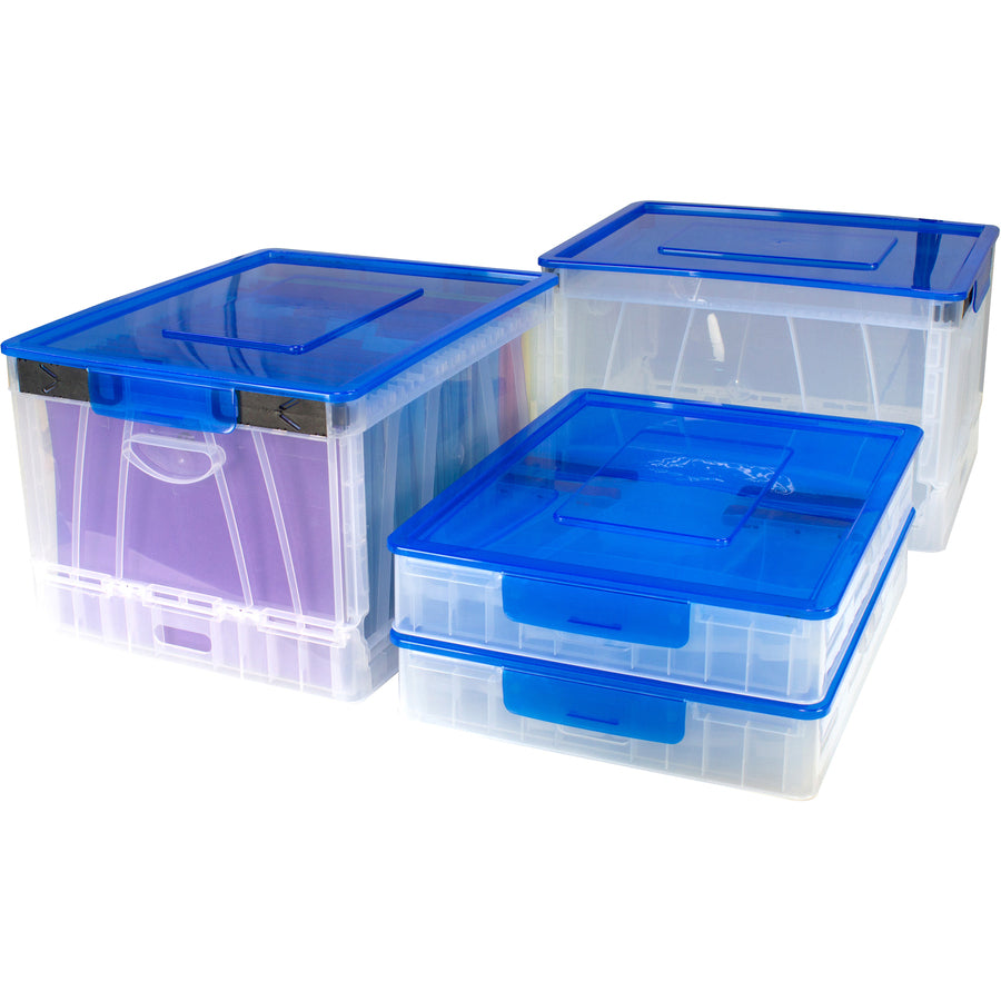 Caisse pliante Storex avec couvercle, transparente/bleue