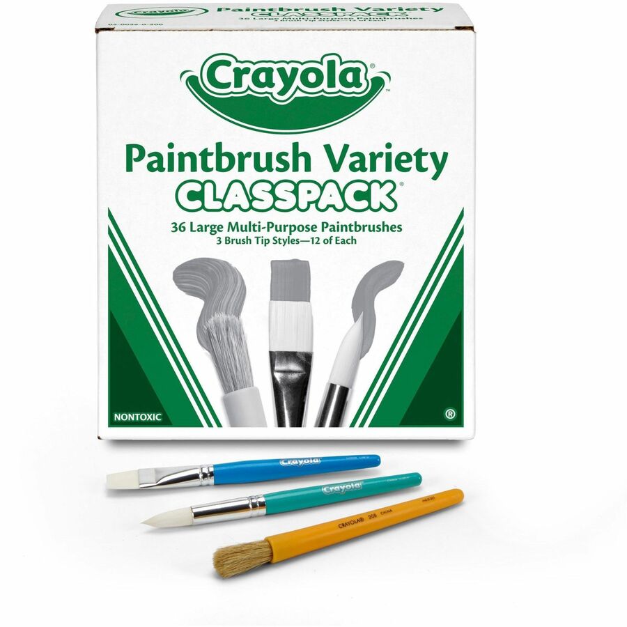 Crayola 3-Tip Paintbrush Variety Classpack — 36 Brushes