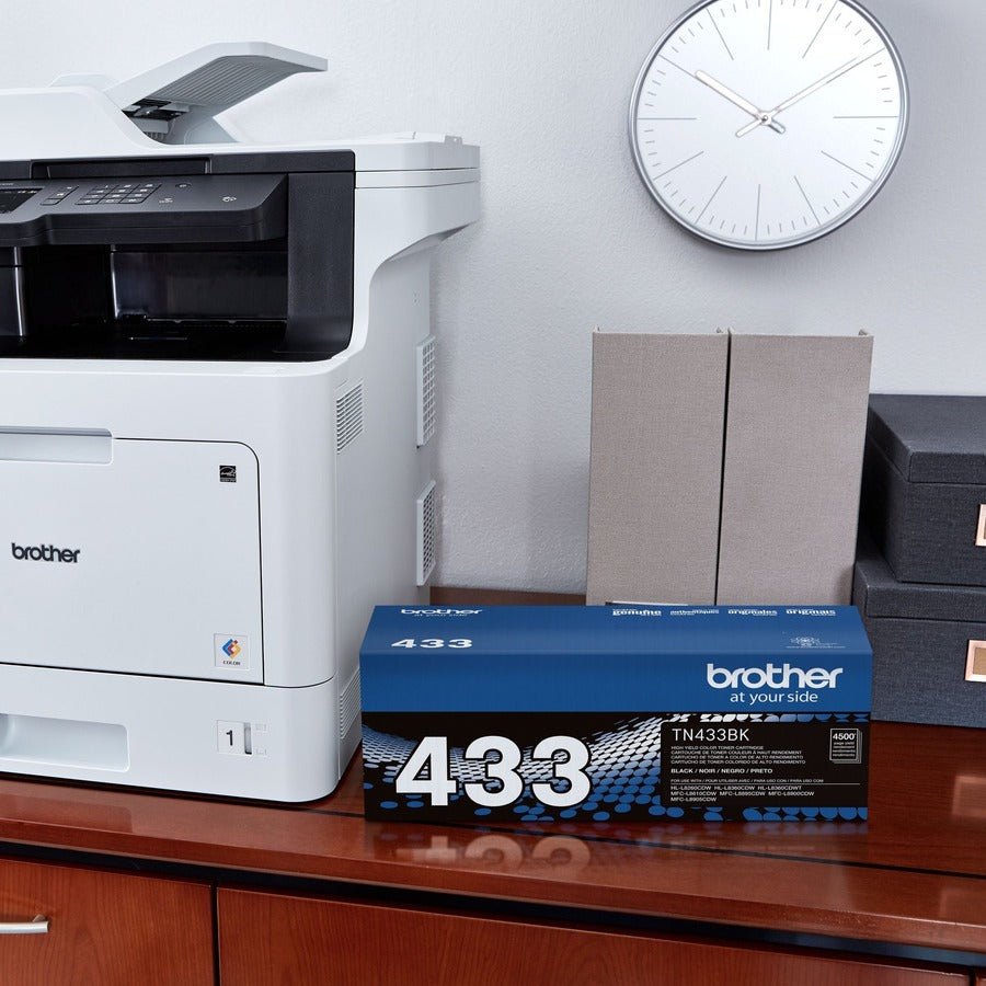 Brother TN433BK Original High Yield Laser Toner Cartridge - Black - 1 Each