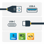 StarTech.com USB to USB C Cable - 1m / 3 ft - USB 3.0 (5Gbps) - USB A to USB C - USB Type C - USB Cable Male to Male - USB C to USB