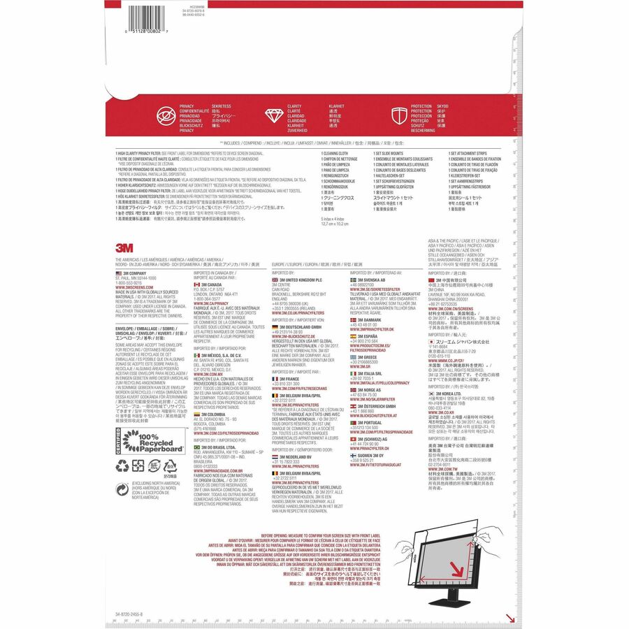 3M High Clarity Privacy Filter Black, Glossy - HC238W9B