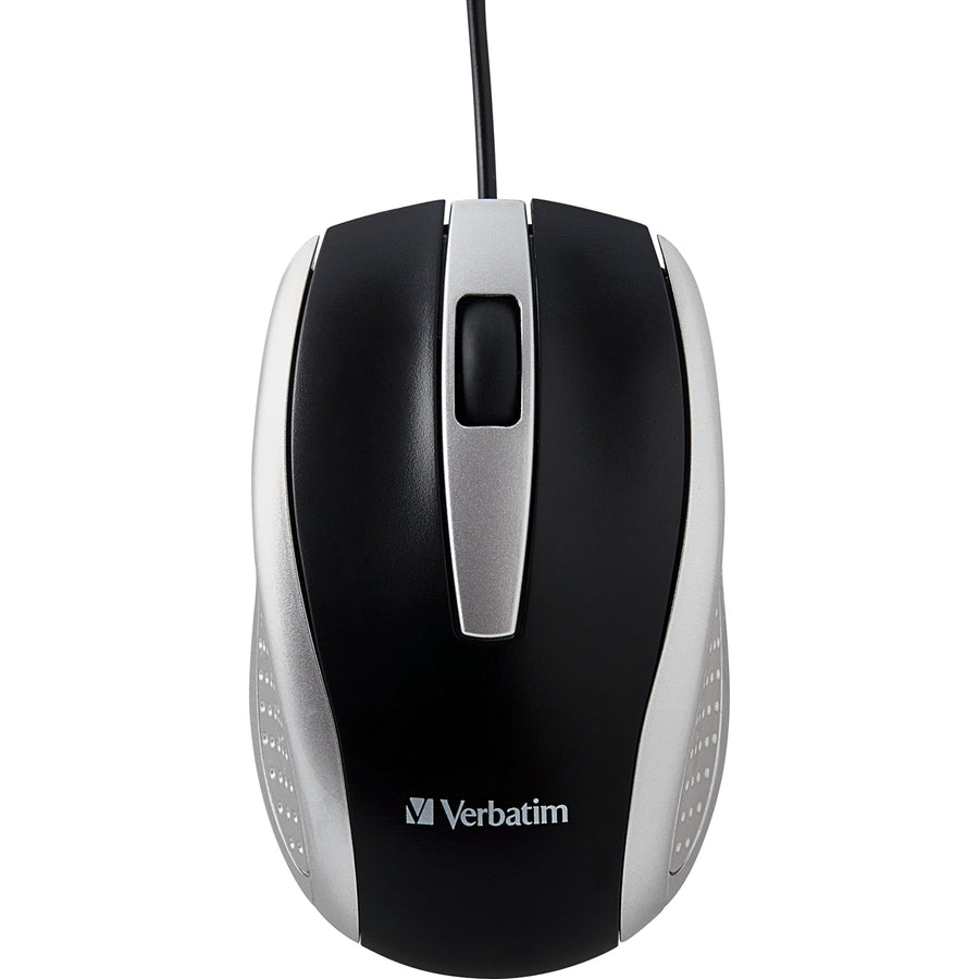 Verbatim Corded Notebook Optical Mouse — Silver
