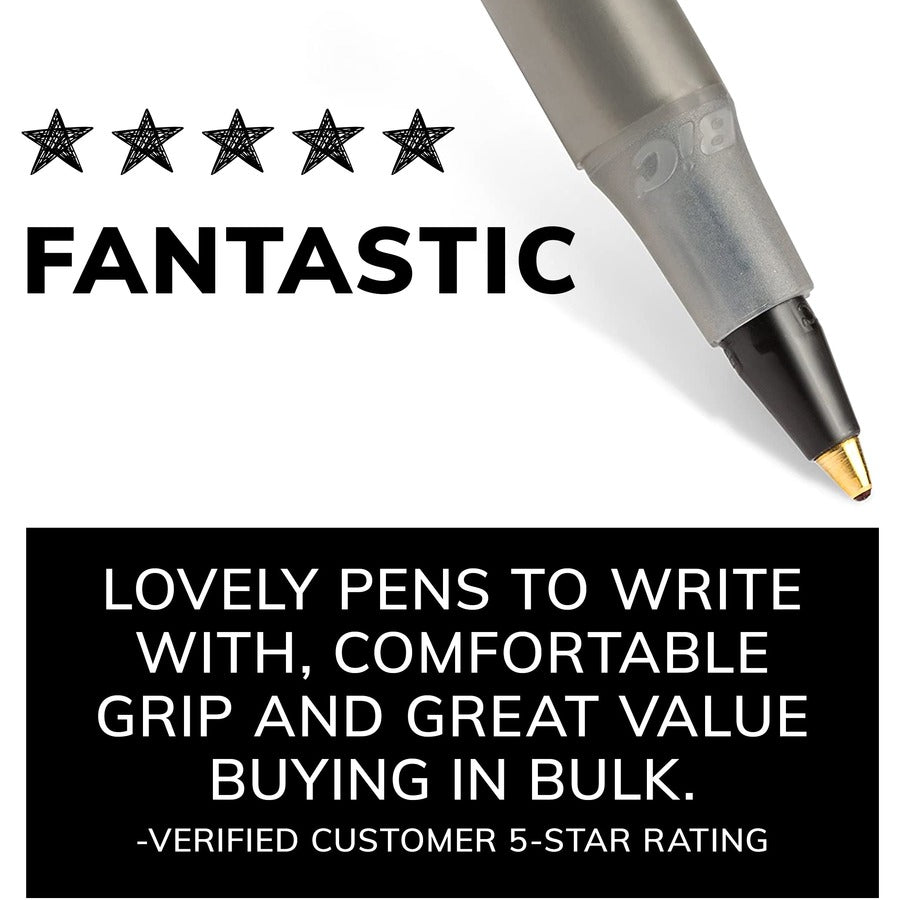 BIC Round Stic Extra Life Black Ballpoint Pens, Medium Point (1.0mm), 60-Count Pack of Bulk Pens, Flexible Round Barrel for Writing Comfort, No. 1 Selling Ballpoint Pens