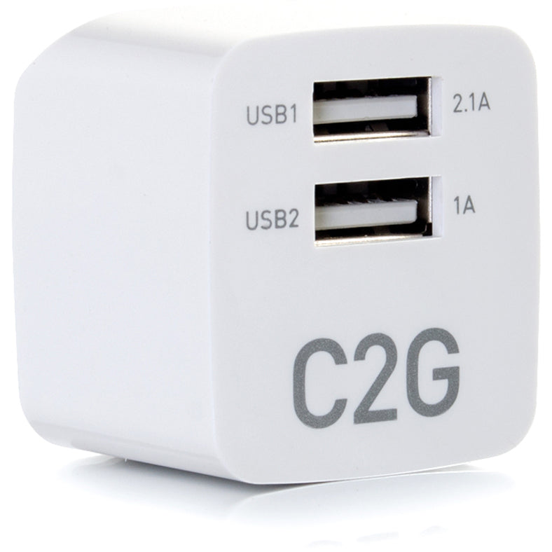 C2G 2-Port USB Wall Charger — 5V 2.1A, AC to USB Adapter