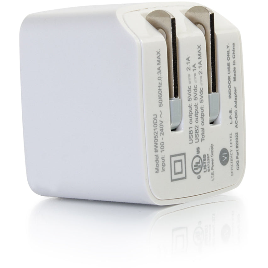 C2G 2-Port USB Wall Charger — 5V 2.1A, AC to USB Adapter