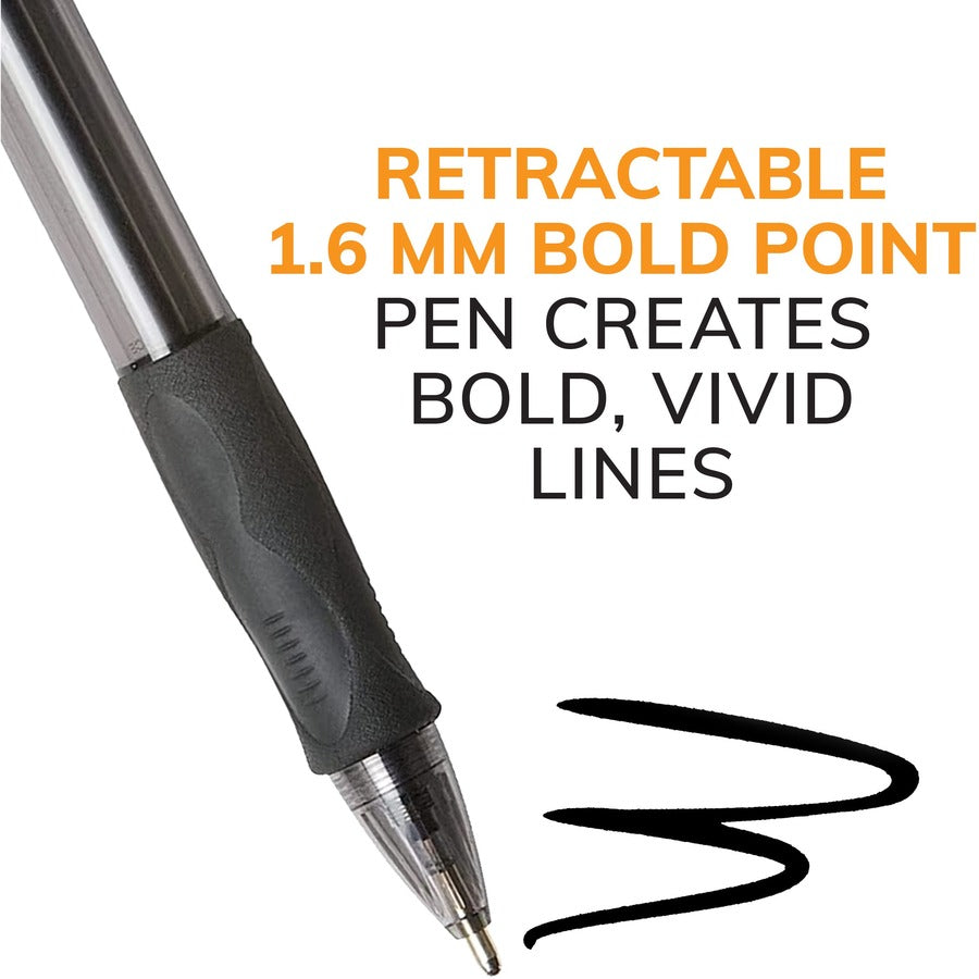 BIC Glide Velocity Bold Retractable Ballpoint Pen w/ Grip - Black VLGB11BLK