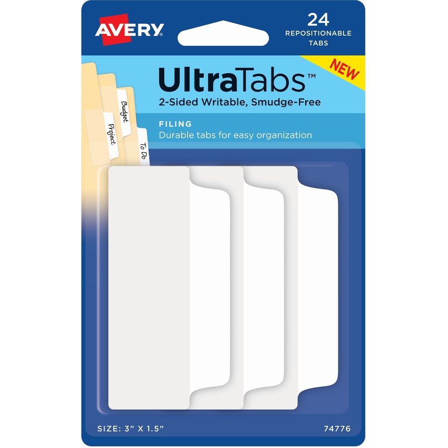 Avery&reg; UltraTabs Filing Tabs 3" x 1" - Pastel Pink