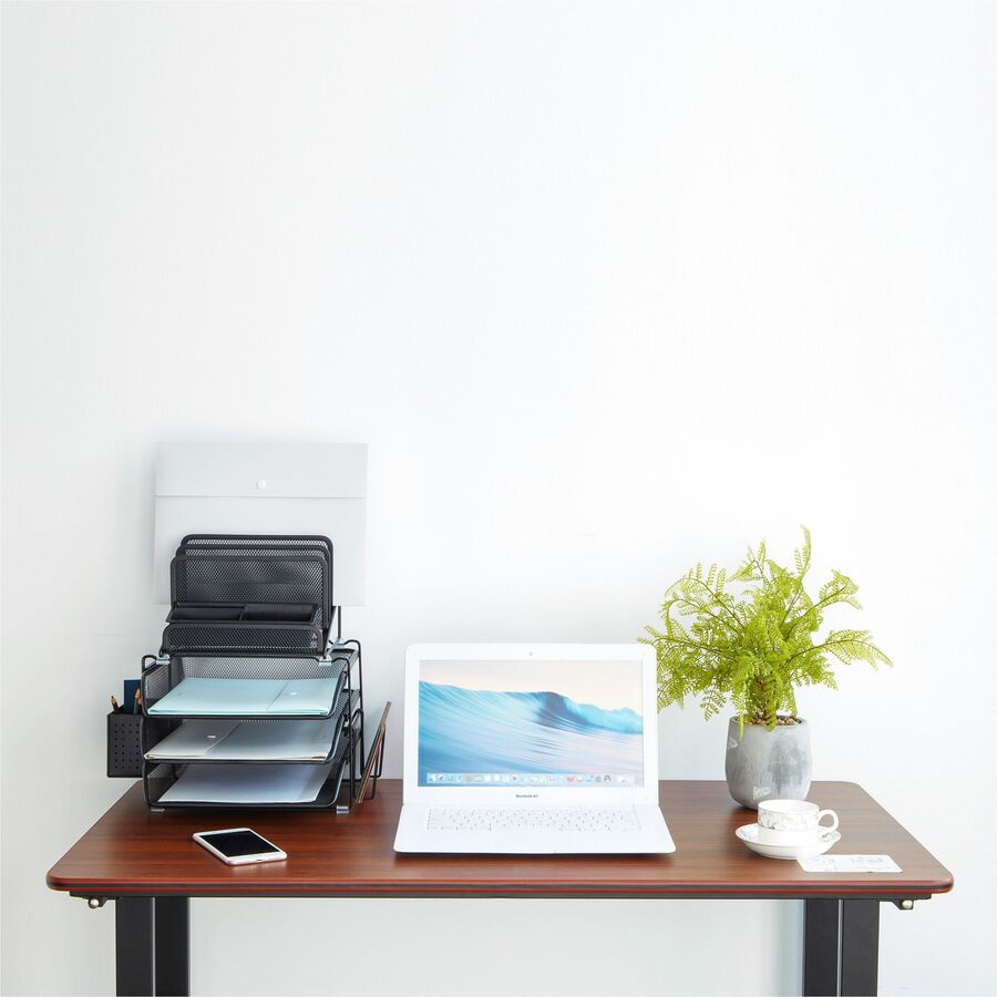 Lorell Divided 4-Tier Mesh Desktop Organizer — Black