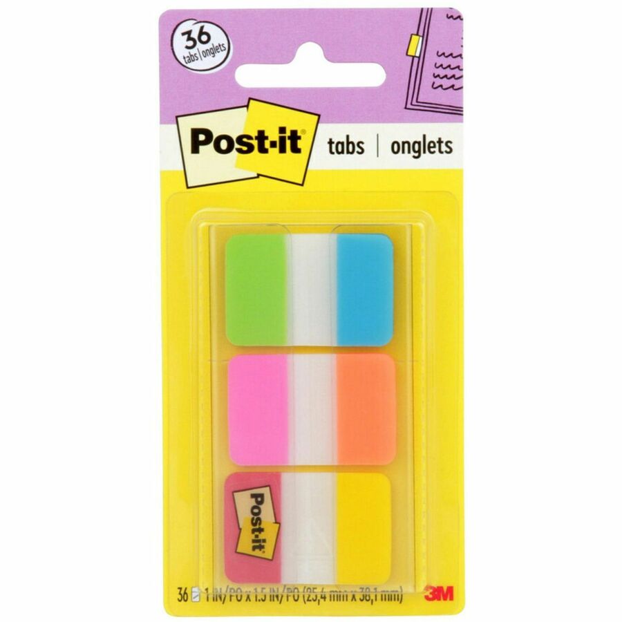 Post-it Alternating Tabs — Assorted Colours, 1", 36 Tabs